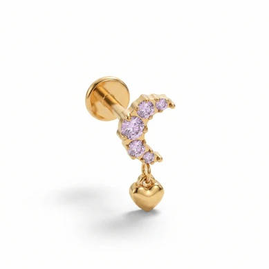 Titan-Mond-Labret mit rosa Schmucksteinen