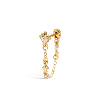 Stern-Labret mit mond- und sternverzierter Kette