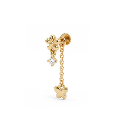 Blumen-Labret mit Schmetterling-Anhänger