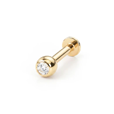 Labret aus 14 Karat Gold mit einem Stein