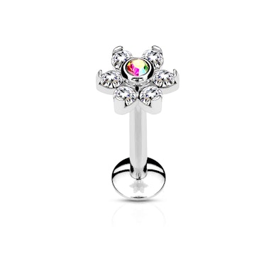 Labret mit Blume und innenseitigen Gewinde