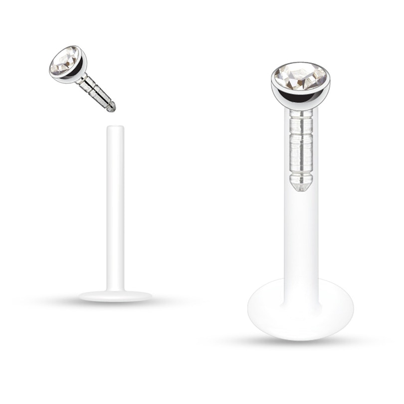 Labret aus PTFE mit vielen farbigen Steinen Piercing - Deutschland