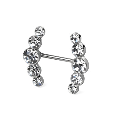 Brustwarzenpiercing mit gebogenen Steinreihen
