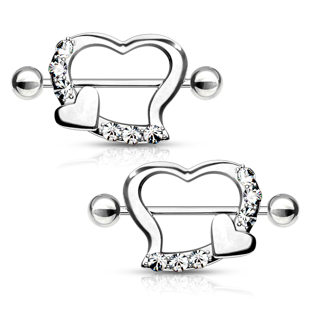 Brustwarzenschilde in Herzform mit Steinreihe-Klar Körperschmuck - Deutschland