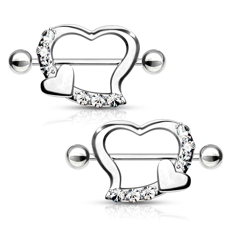 Brustwarzenschilde in Herzform mit Steinreihe-Klar Körperschmuck - Deutschland