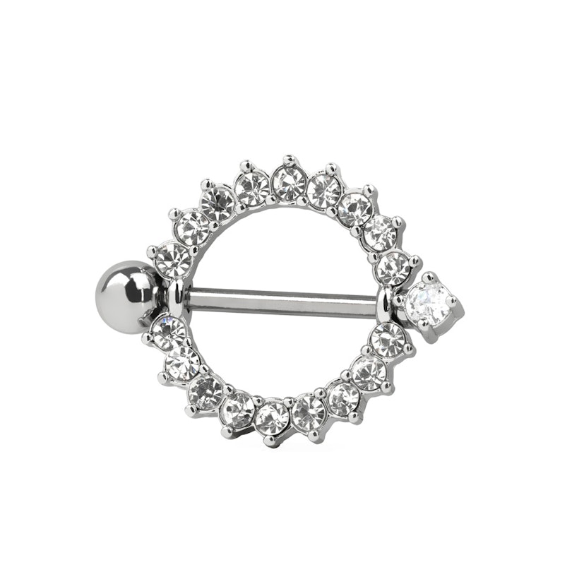 Brustwarzenpiercing mit einem runden Schild und klaren Steinen Körperpiercing - Deutschland