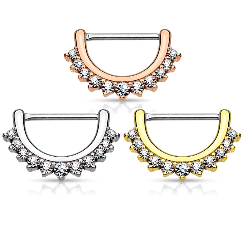 Nippelclicker mit einer Steinkante in einem Halbmond Piercings - Deutschland