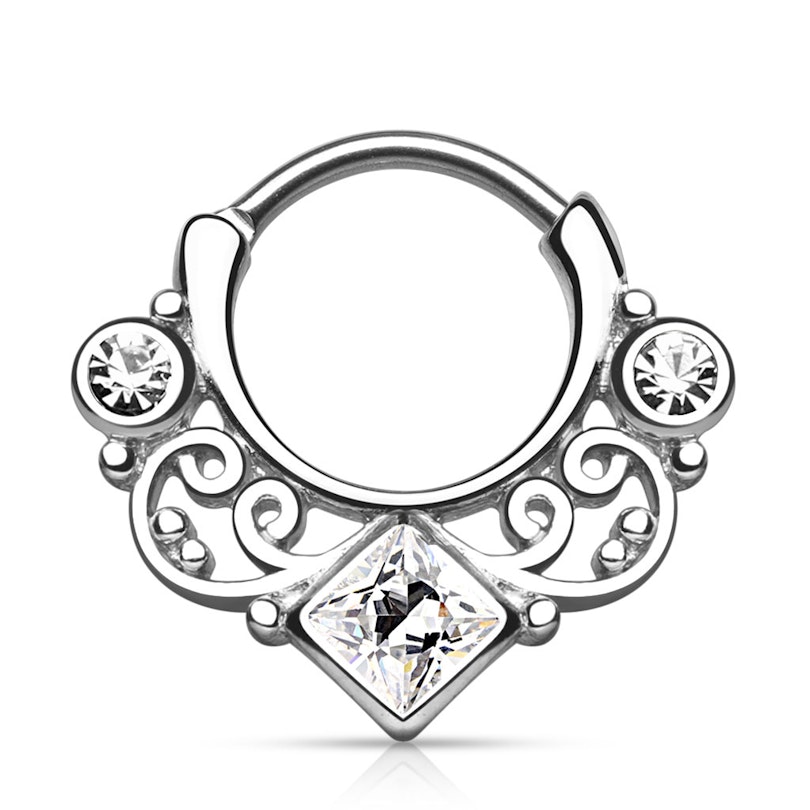 Septumpiercing mit Verschnörkelungen und viereckigen Stein Piercing - Deutschland