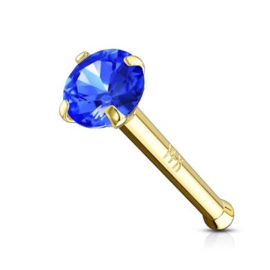 14 Karat massives Gold Nasenstecker mit einem Stein