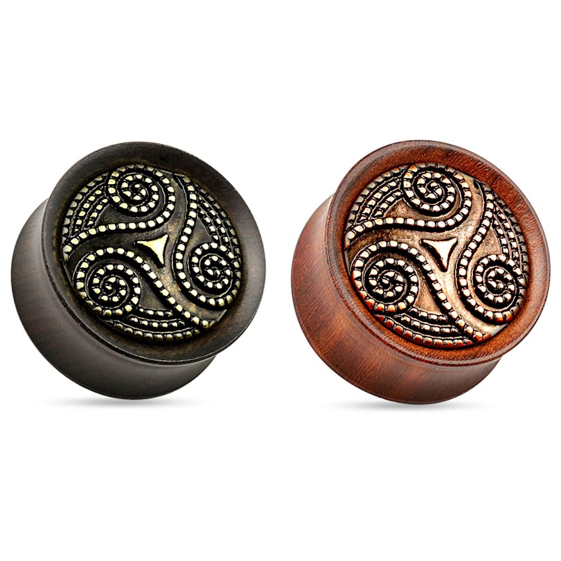 Plug aus Holz mit einem gepunkteten Tribalmuster Körperpiercing - Deutschland