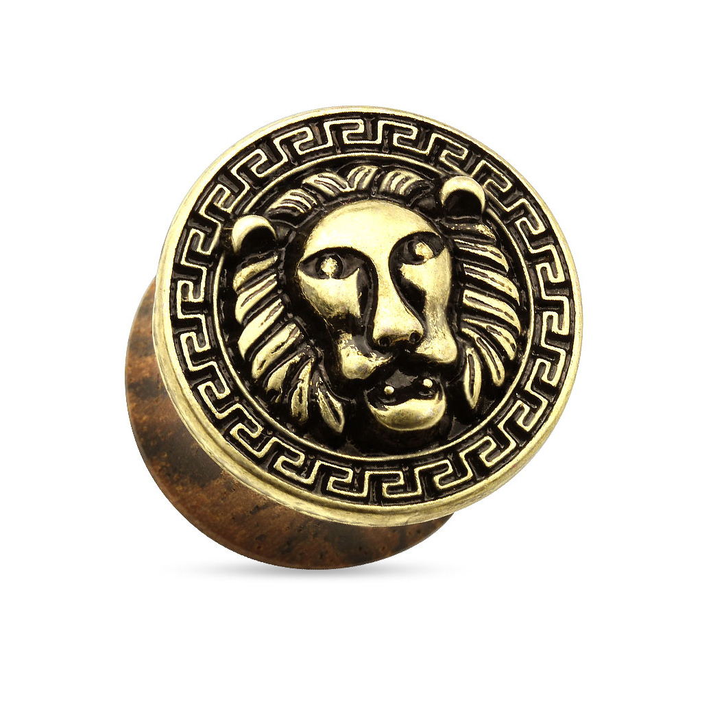 Plug aus Holz mit einem Löwenkopf Piercingschmuck - Deutschland