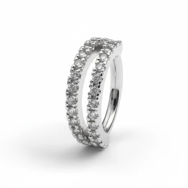 Ring mit doppelter gespaltenen Steinreihe