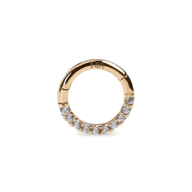 Ring aus 14kt. Gold mit steinbesetzten Halbkreis und Scharnier