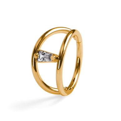 Doppelring aus Titan mit Verbindungsstein