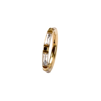 Titanring mit Baguette-Schliff-Steinen