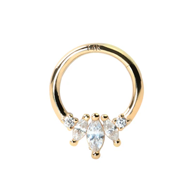Ring aus 14 Karat Gold mit Anhänger aus ovalen Steinen