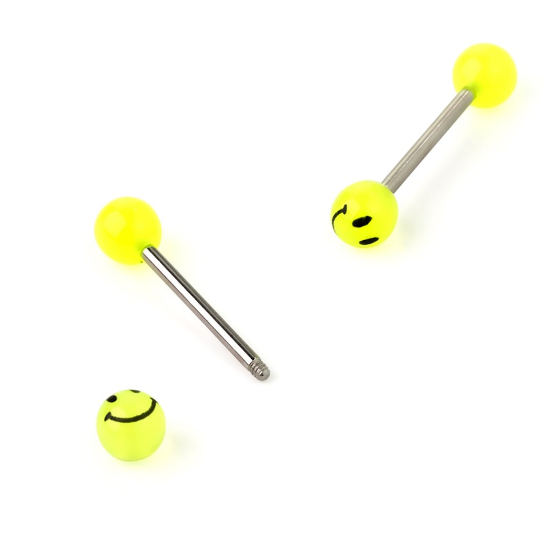 Selbstleuchtenes Zungenpiercing mit Smiley Piercingschmuck - Deutschland