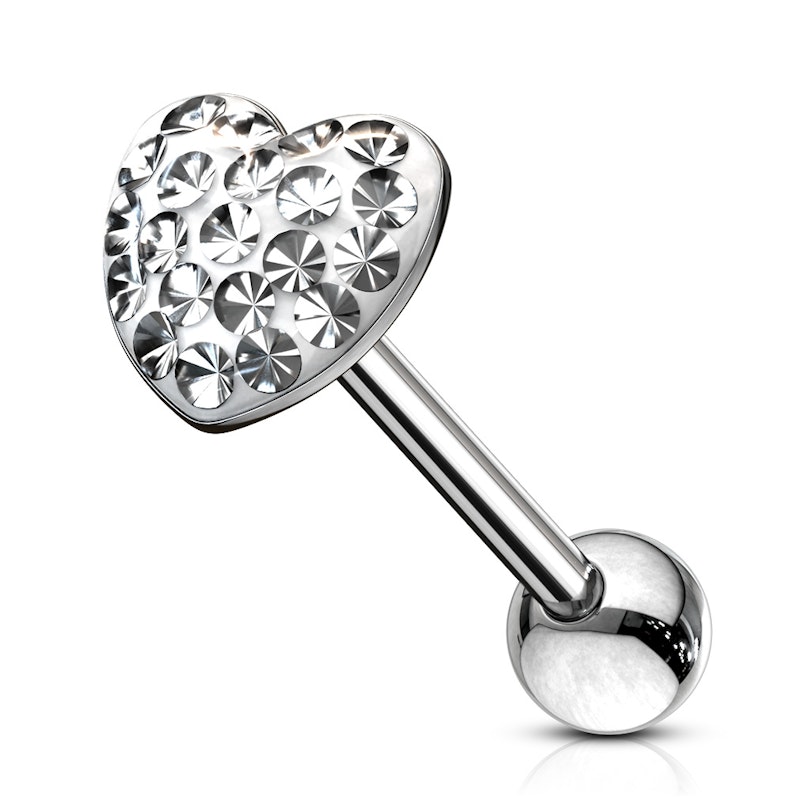 Zungenpiercing mit Steinbesatz in Form einer Herzkugel Piercingschmuck - Deutschland