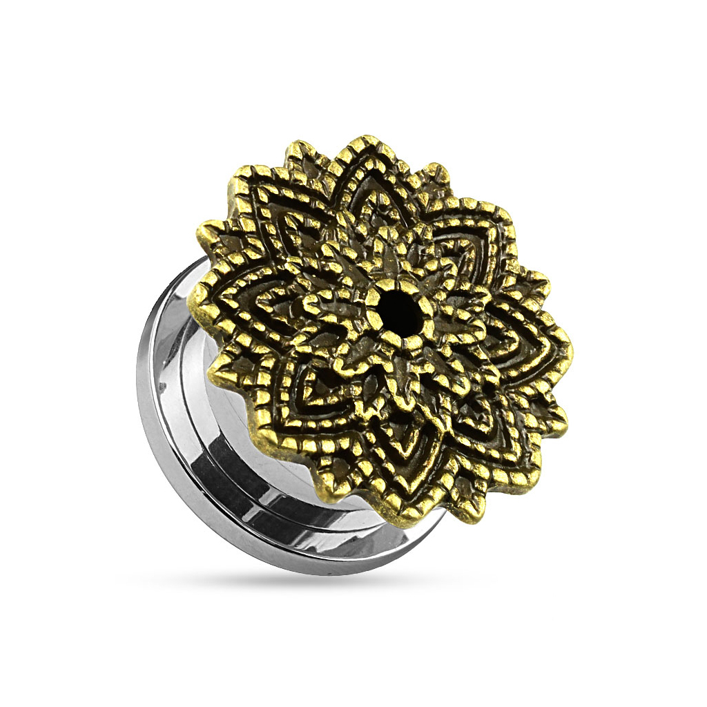 Tunnel aus Chirurgenstahl mit einer Lotusblume Piercingschmuck - Deutschland