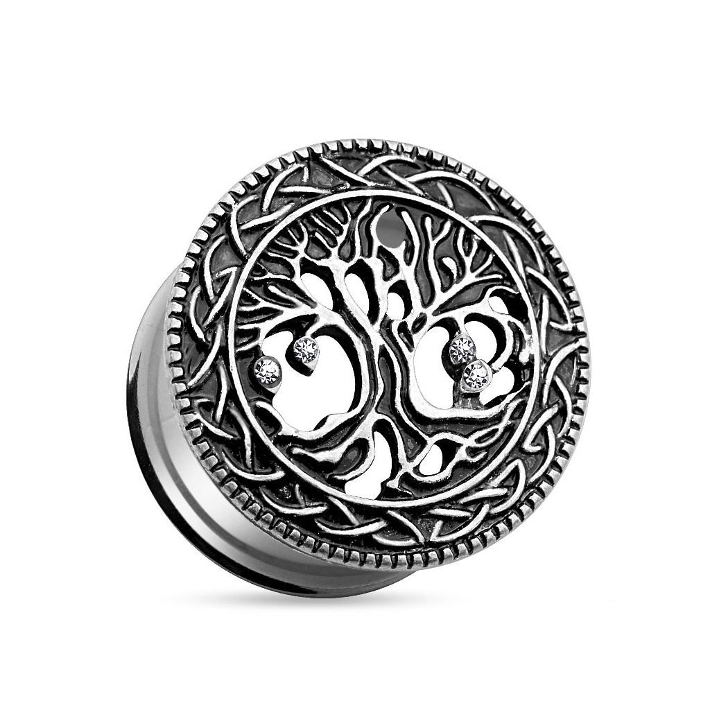 Tunnel aus Chirurgenstahl mit dem Lebensbaum Piercings - Deutschland