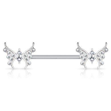 Brustwarzenpiercing mit Schmetterlingen und Steinen