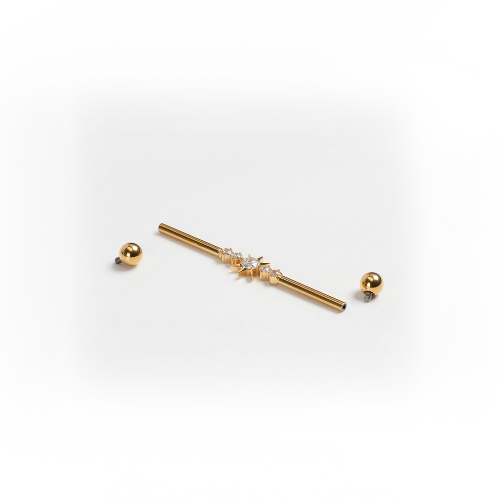 Titan-Industrialstab mit zentralem Stern und Schmucksteinen