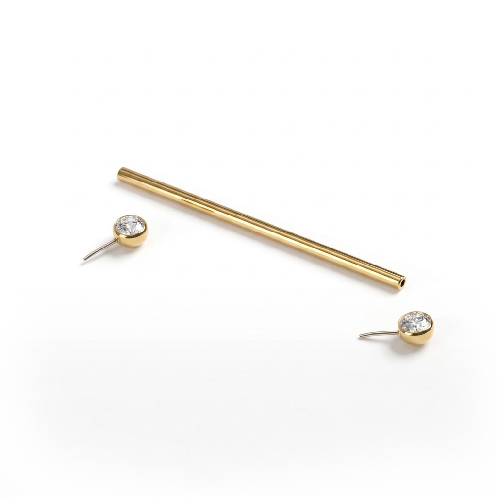 Titan-Industrialstab mit eingefassten Schmucksteinen