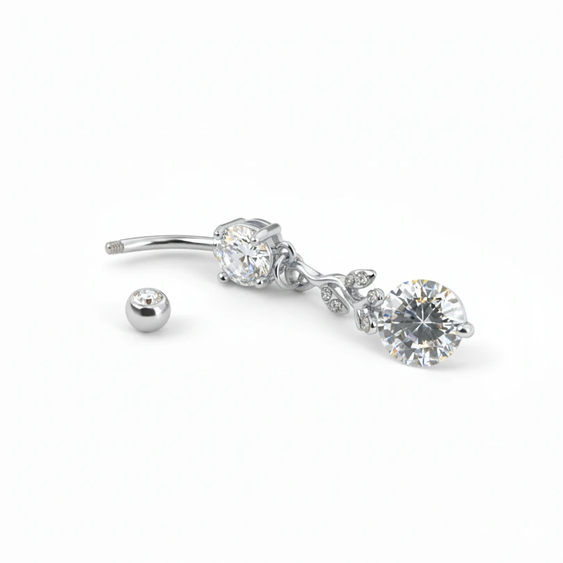 Bauchnabelpiercing mit verzweigten Anhänger und Steinen