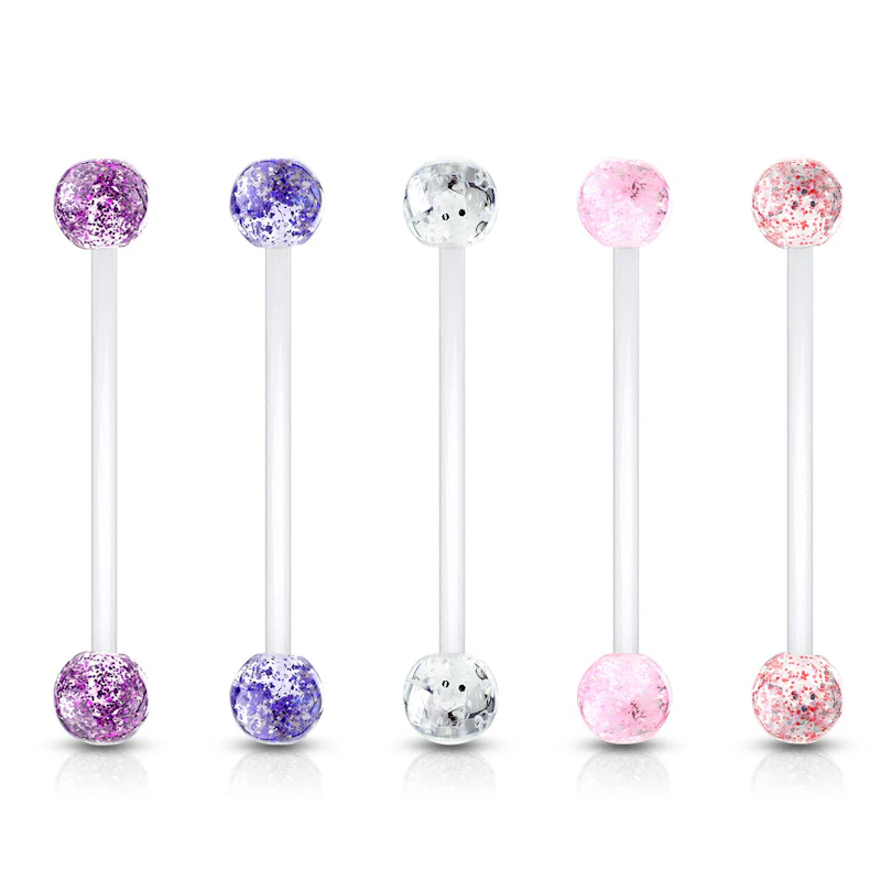 Bauchnabelpiercing für Schwangere mit Glitzerkugeln