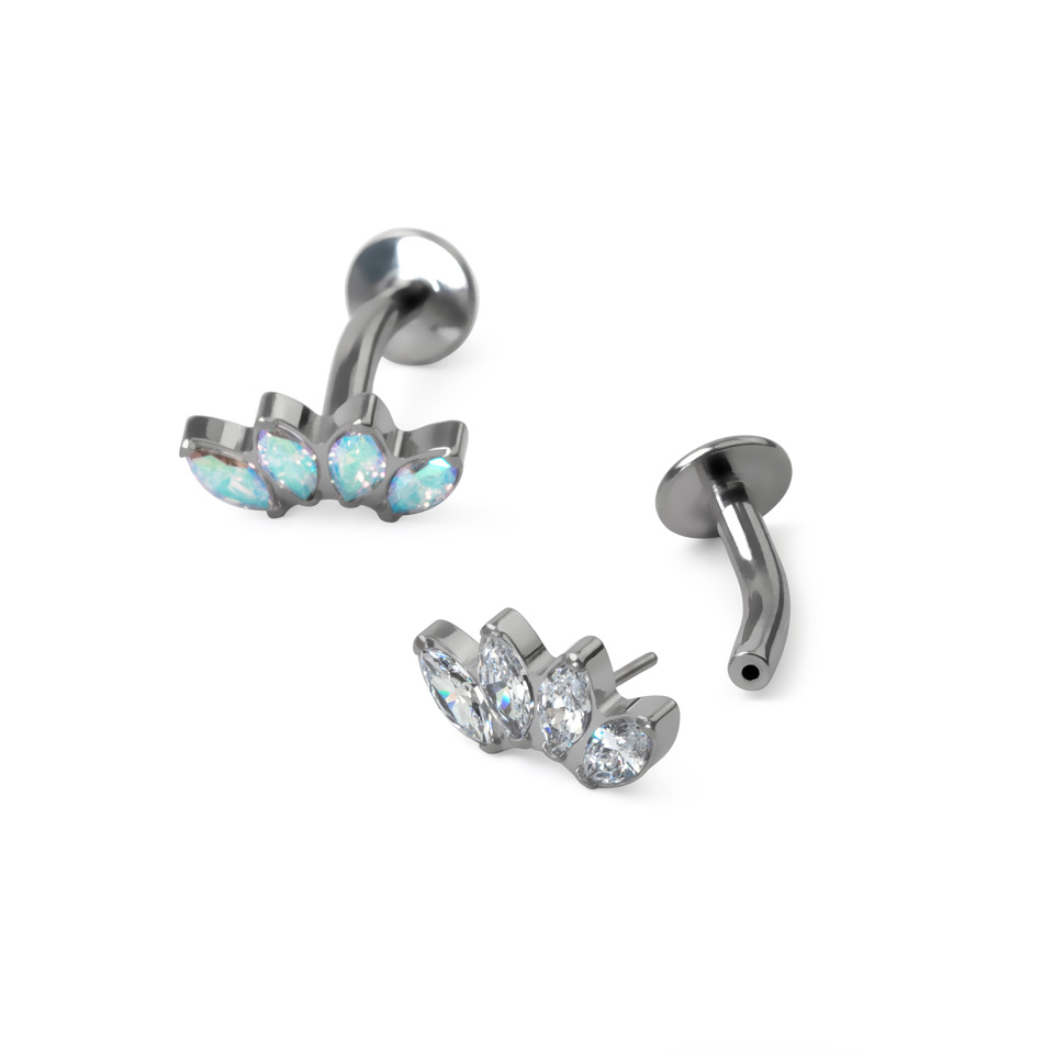 Titan-Bauchnabelpiercing mit tropfenförmigen Steinen