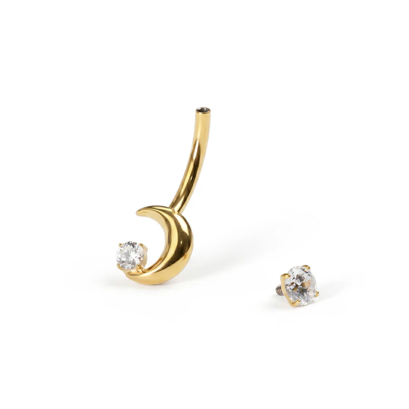 Titan-Bauchnabelpiercing mit Mond und Stern