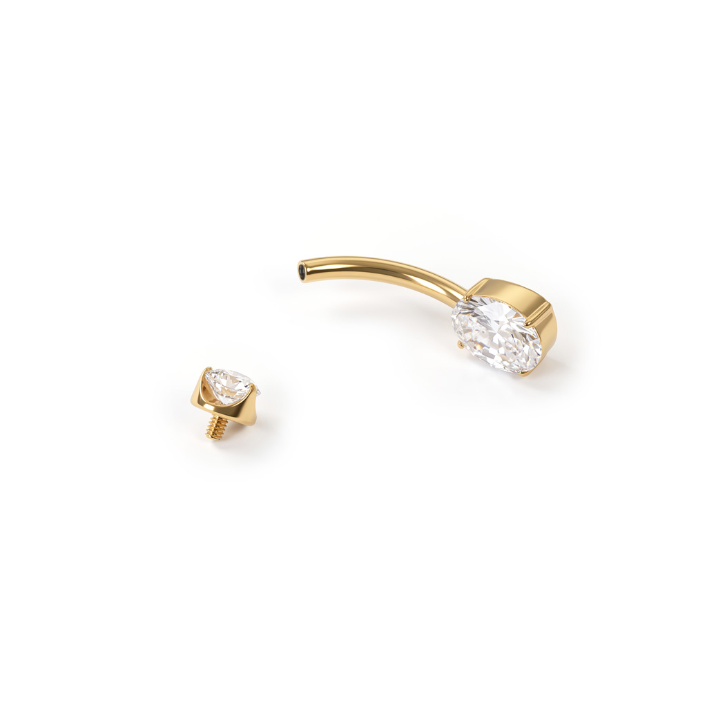 24K vergoldeter Titan-Bauchnabelpiercing