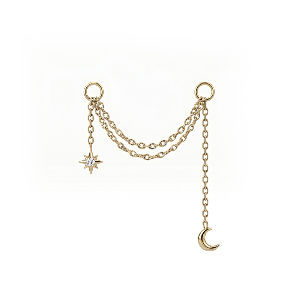 Kette mit Mond und Stern aus Titan