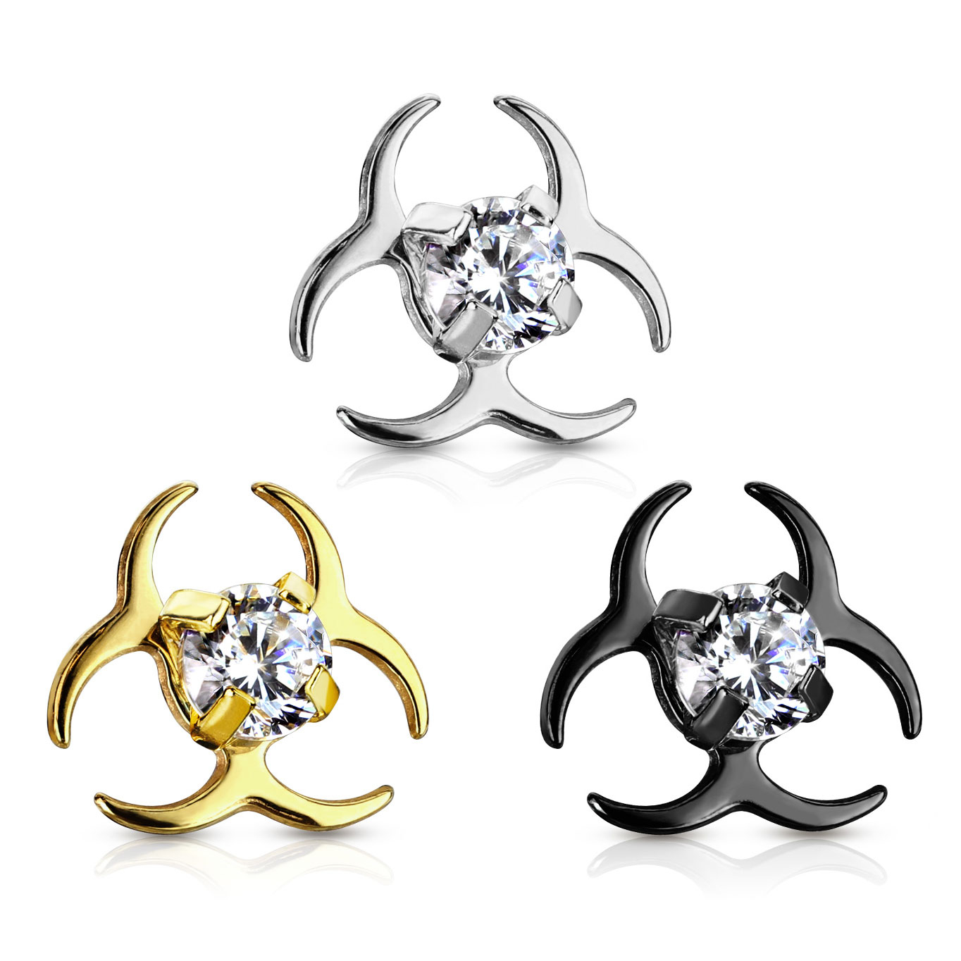 Dermal geformt wie Biohazard Symbol mit Stein