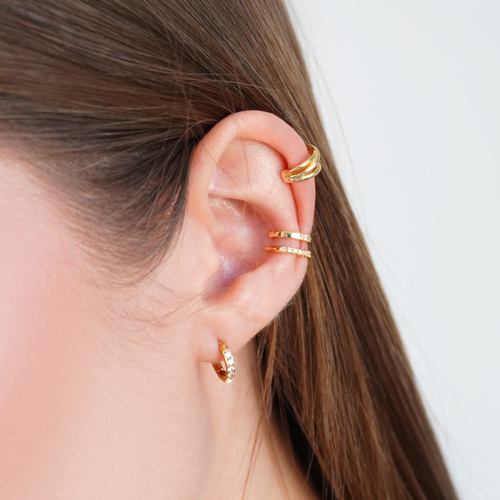 Massiver doppelter Ear Cuff mit Schmucksteinen
