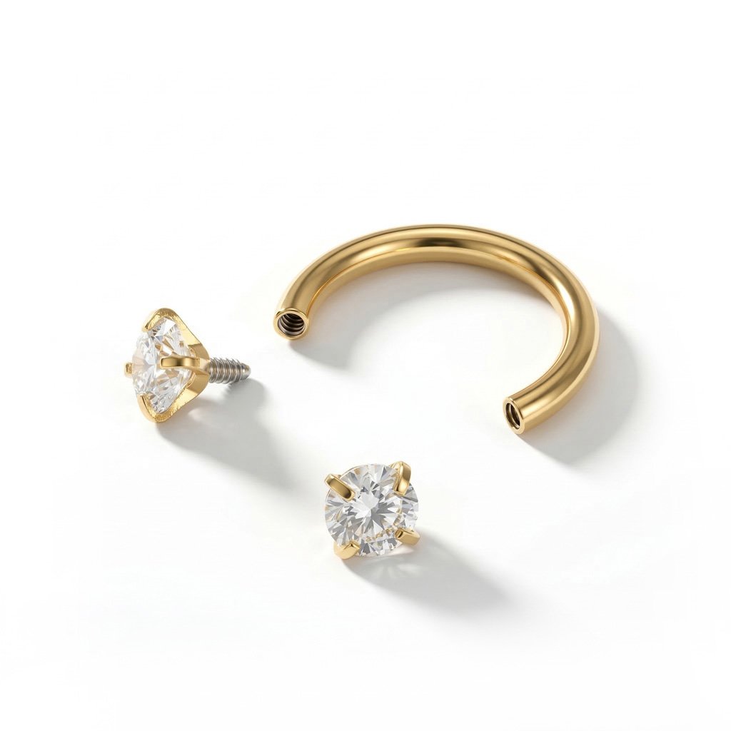 Hufeisen mit Innengewinde und runden Steinen