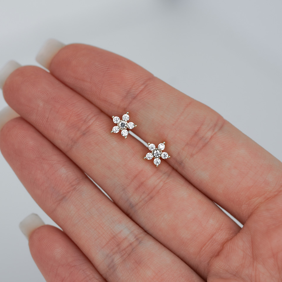 Labret mit Blume aus Steinen und Innengewinde