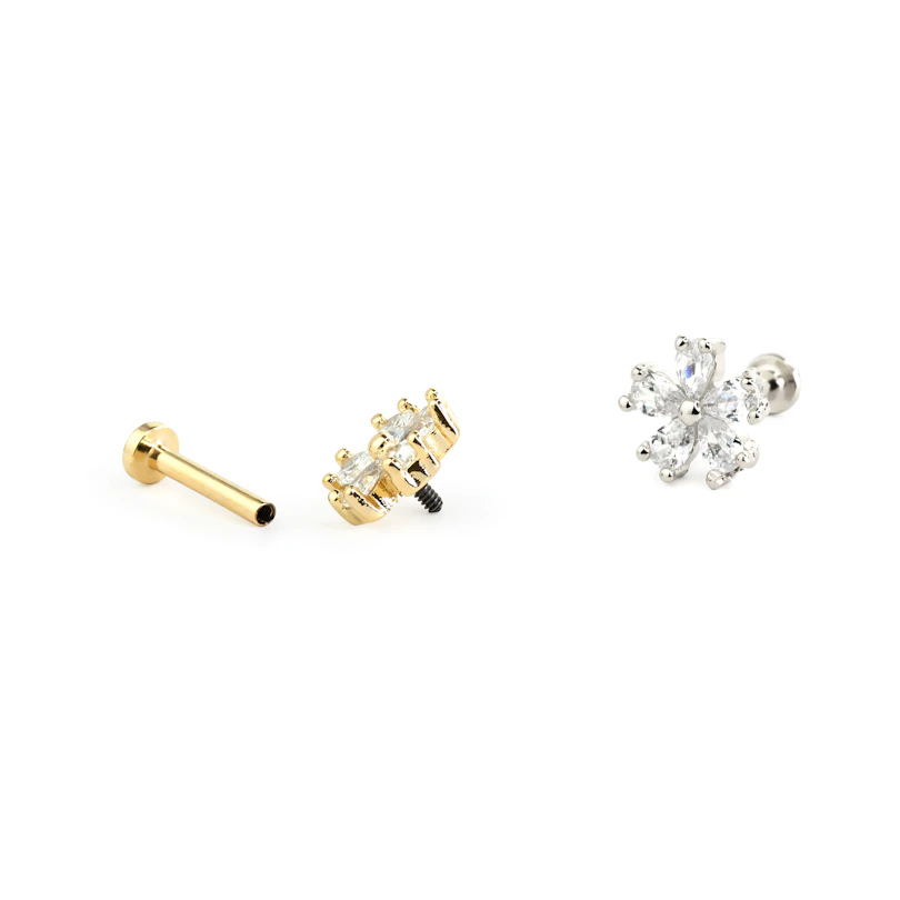 Labret mit fünfblättiger Blume und Innengewinde