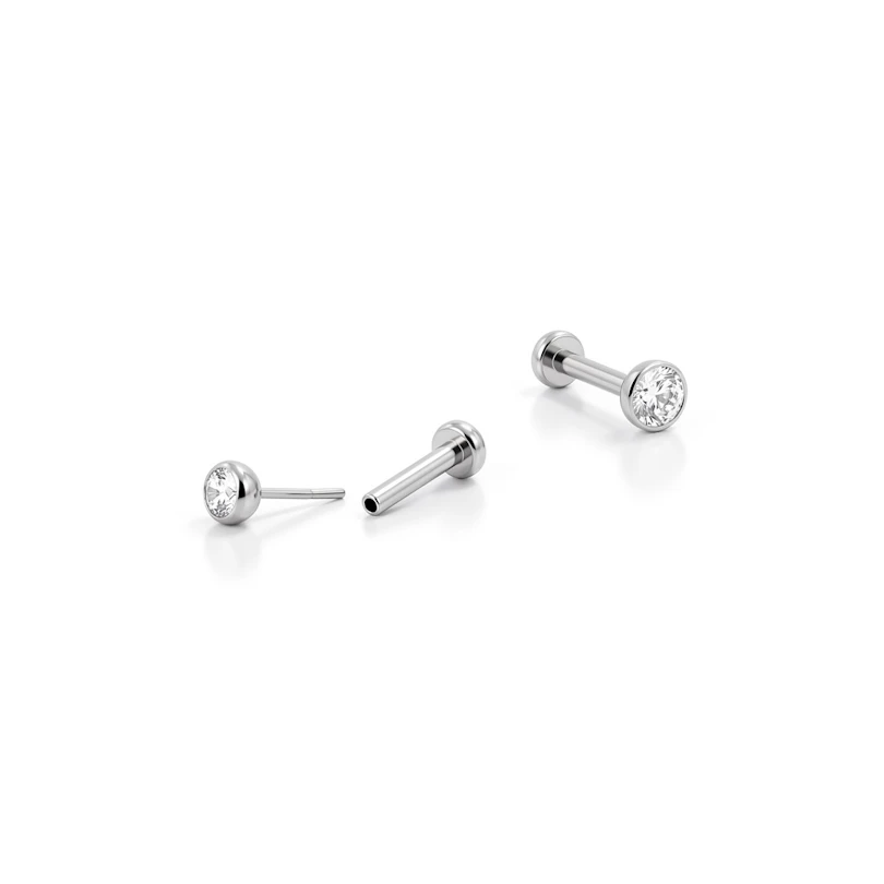 Push-in Labret aus Titan mit eingefasstem Stein