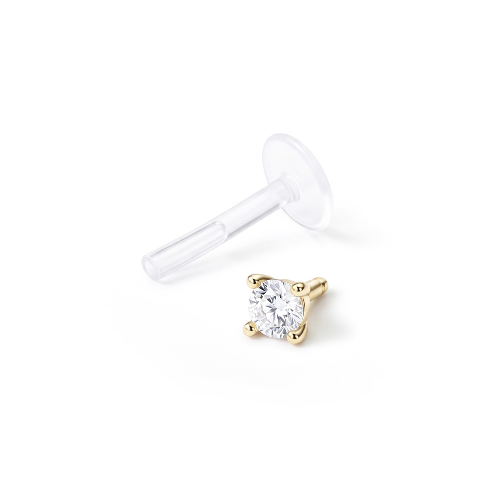 14kt. Gold Labret mit einem Stein im Bioplast Stab