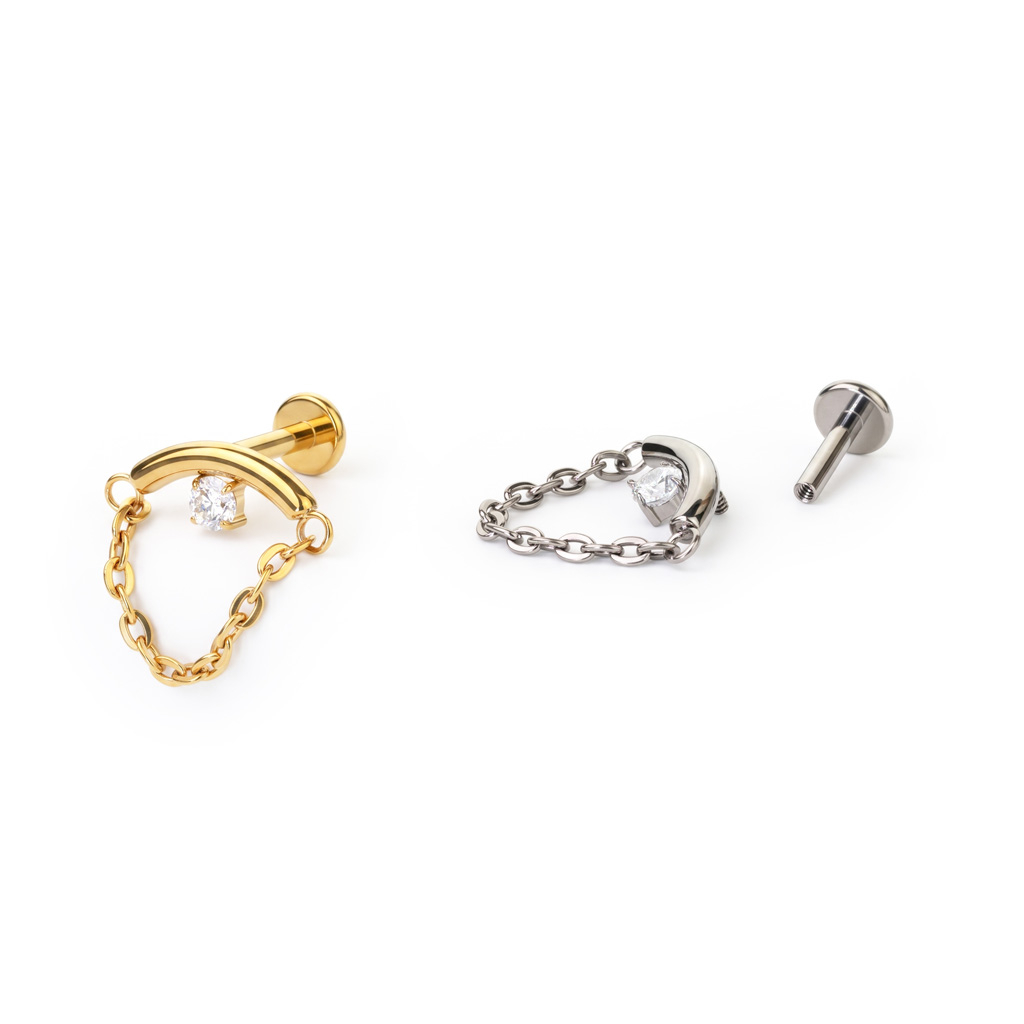 Labret für verborgene Helix mit Stein und Kette