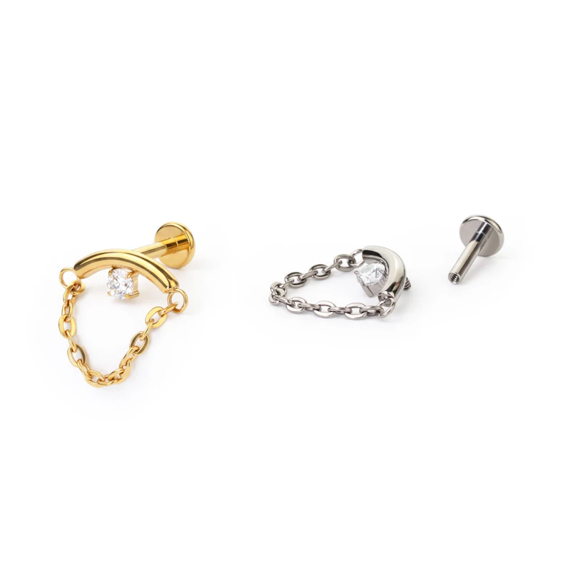 Labret für verborgene Helix mit Stein und Kette