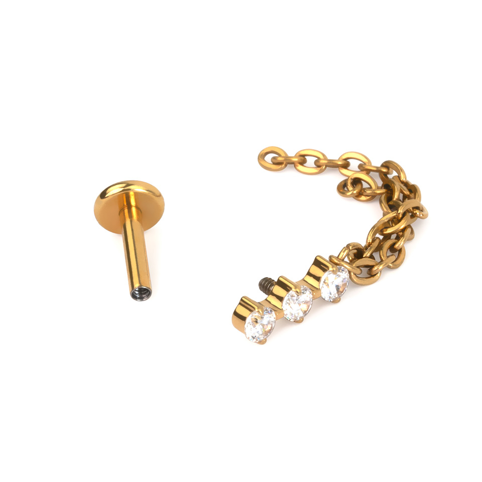 Titan-Labret mit drei Steinen und doppeltem Kettenanhänger