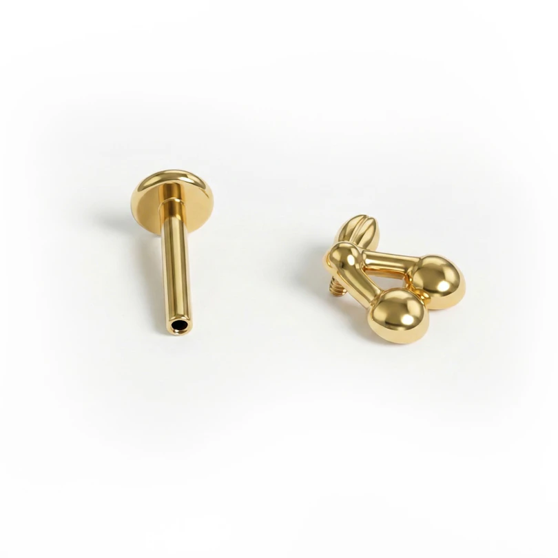 Kirsche-Labret aus Titan mit flacher Rückseite