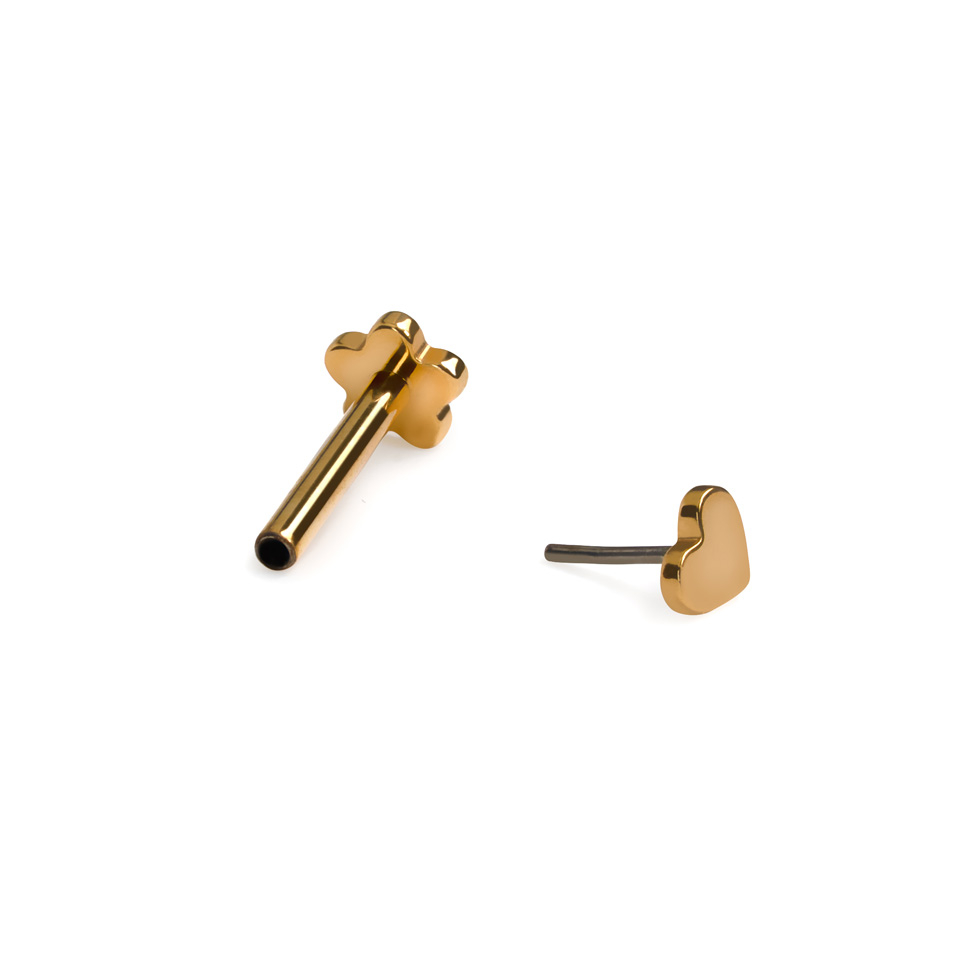 Doppelseitiges Titan-Labret mit Blume und Herz