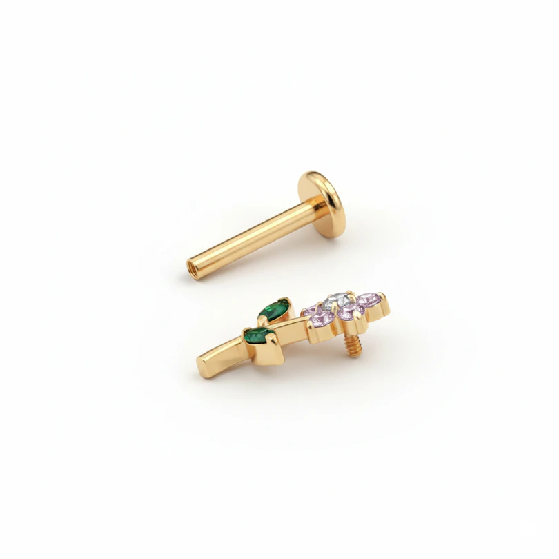 Hübsches Labret mit Blume und flacher Rückseite