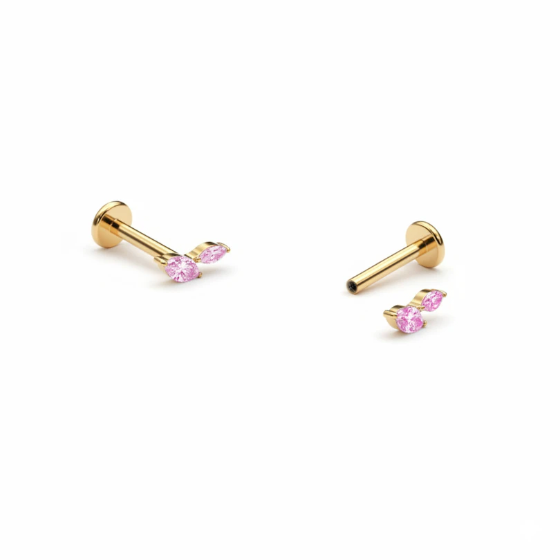 Titan Labret mit zwei marquiseförmigen Steinen