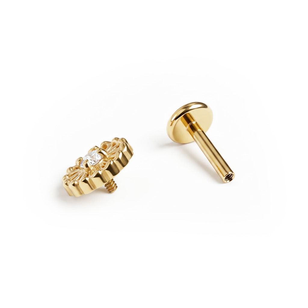 Zartes Labret aus Titan in Blumenform