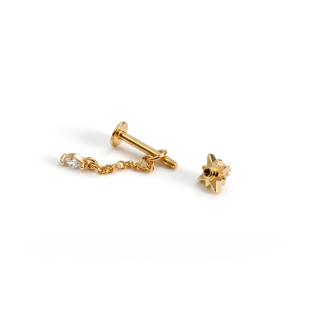 Sternförmiger Labret mit Anhänger