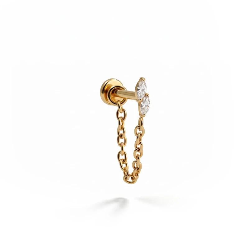 Titan-Labret mit zwei Marquise-Schmucksteinen und Kette